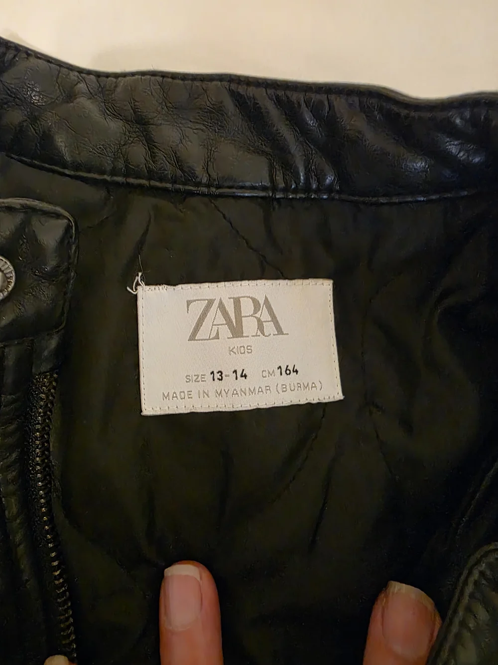 Zara Boys Black Faux Leather Jacket Size 13-14Y